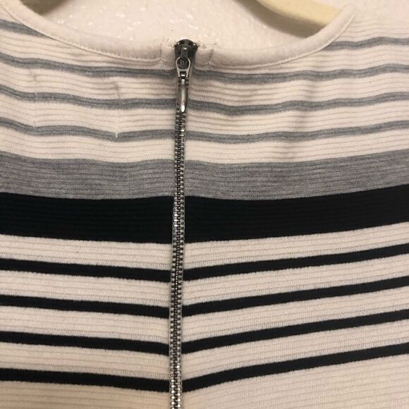 Anthropologie Deletta Tunic black and white striped Top hi low crew neck tunic S - Picture 6 of 13